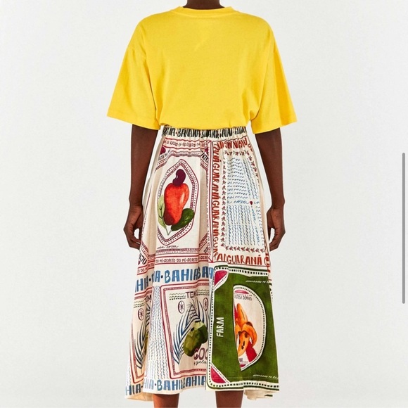 FARM RIO Our Stamps Linen Midi Skirt - Picture 5 of 8